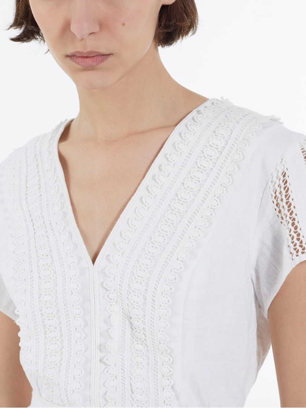 The Kooples English Embroidery Lace White Fitted Shirt - NWT! - Picture 10 of 11